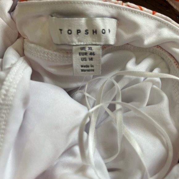 Topshop Eyelet Jersey V Neck‎ Midi Dress Floral orange Cut Out 14 NWT - Picture 5 of 6